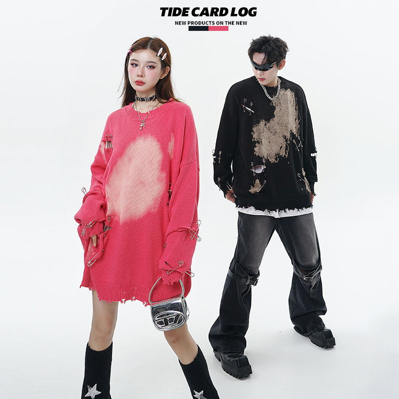 Faded Ripped Unisex Streetwear Sweater