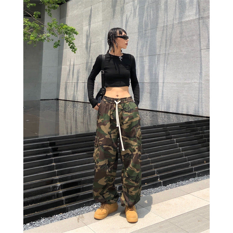 2026 American High Street Retro Hip-Hop Camouflage Cargo Pants Slimming Pants Women's Jogger Casual Pants Ins Trendy Brand