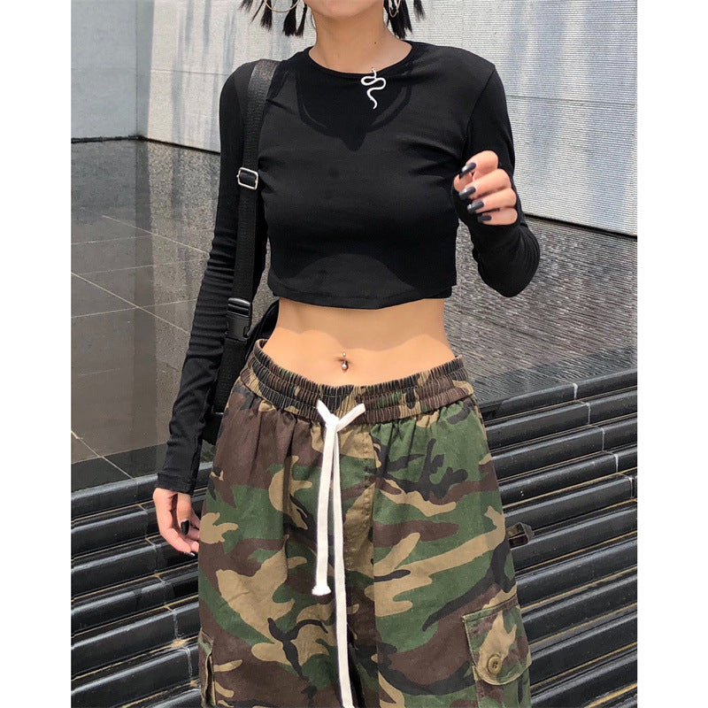 2026 American High Street Retro Hip-Hop Camouflage Cargo Pants Slimming Pants Women's Jogger Casual Pants Ins Trendy Brand