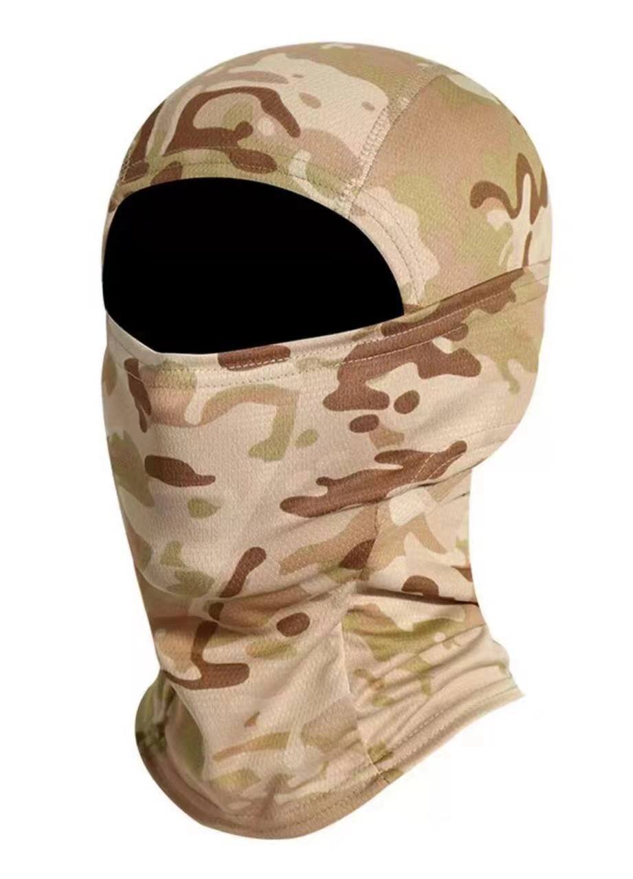 Camo Tactical Fisherman Hat  Mountaineering Training Sunshade Round Edge Hat Mask Two-piece Set