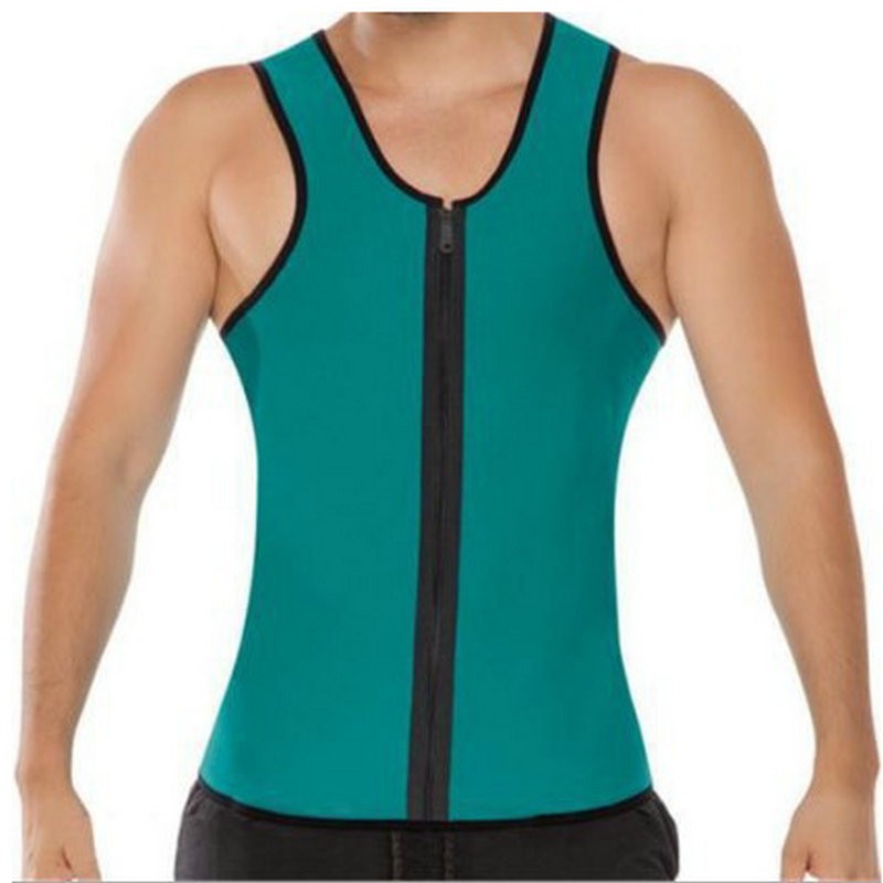 European and American Men's Fitness Bundle Neoprene Sports Sweat Abdominal Body Shaper Zipper Vest Fitness Wear
