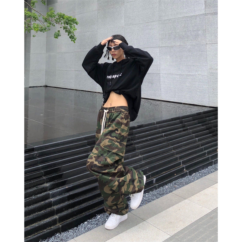 2026 American High Street Retro Hip-Hop Camouflage Cargo Pants Slimming Pants Women's Jogger Casual Pants Ins Trendy Brand