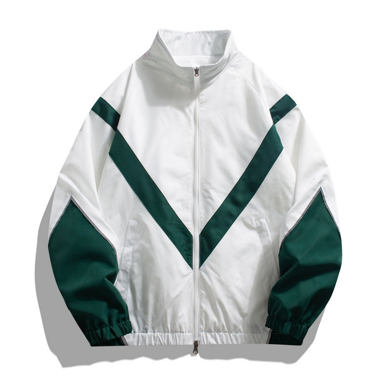 Men's Reflective Patchwork Stand-Collar Jacket – Loose Fit