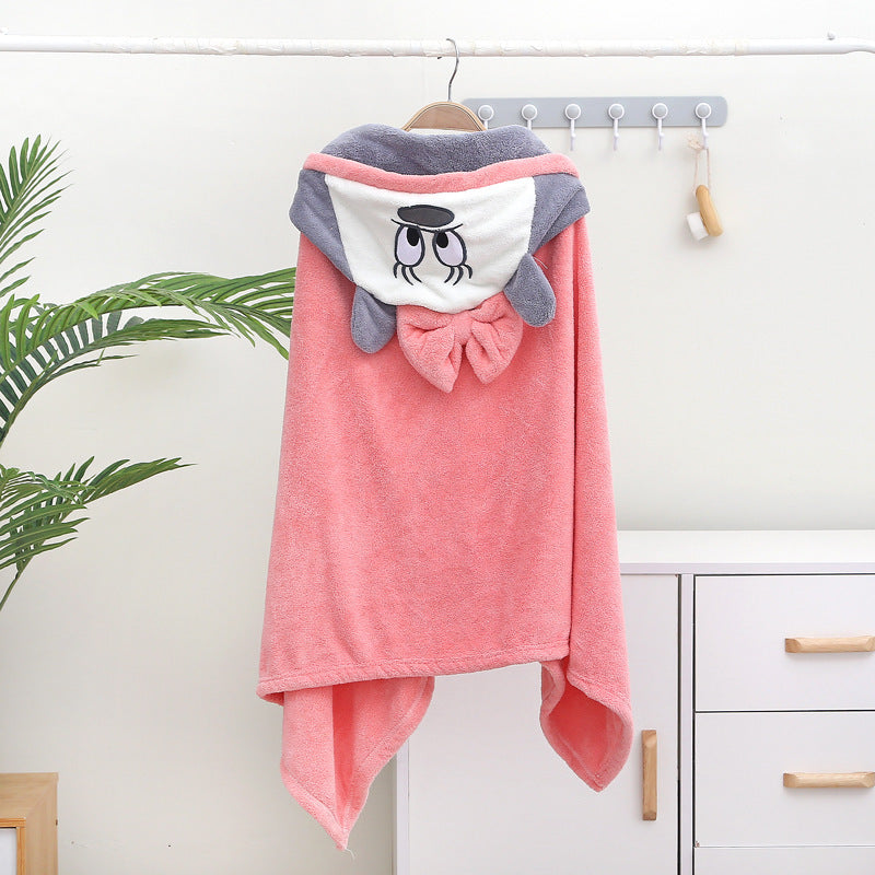Baby Hooded Coral Fleece Bathrobe & Bath Cape