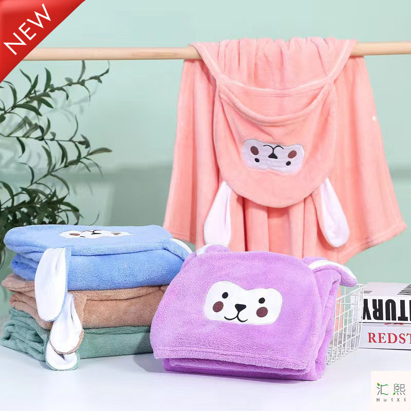 Baby Hooded Coral Fleece Bathrobe & Bath Cape