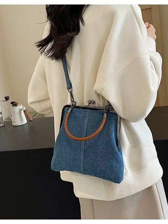 Handmade Denim Patchwork Mini Satchel Bag – Crossbody & Shoulder