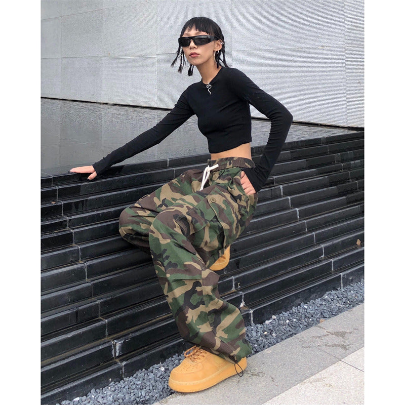 2026 American High Street Retro Hip-Hop Camouflage Cargo Pants Slimming Pants Women's Jogger Casual Pants Ins Trendy Brand