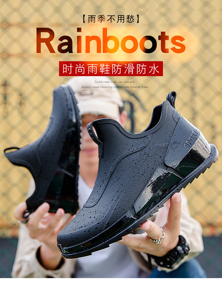 Men's Non-Slip Rubber Rain Boots – Thick Sole Work & Kitchen Shoes