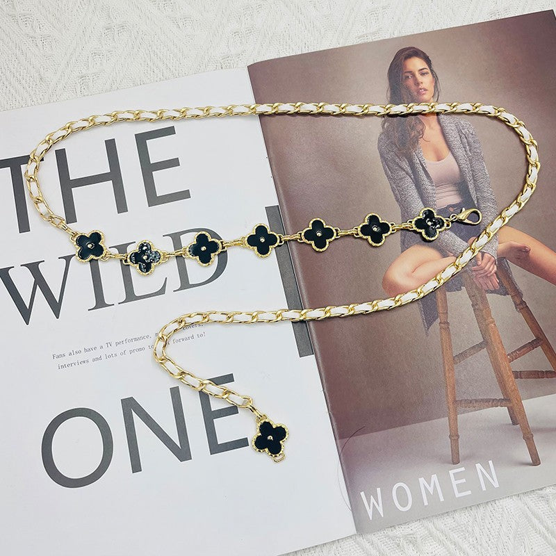 Women's Four-Leaf Clover Chain Belt