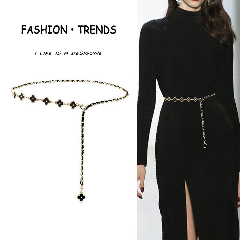 Women's Four-Leaf Clover Chain Belt