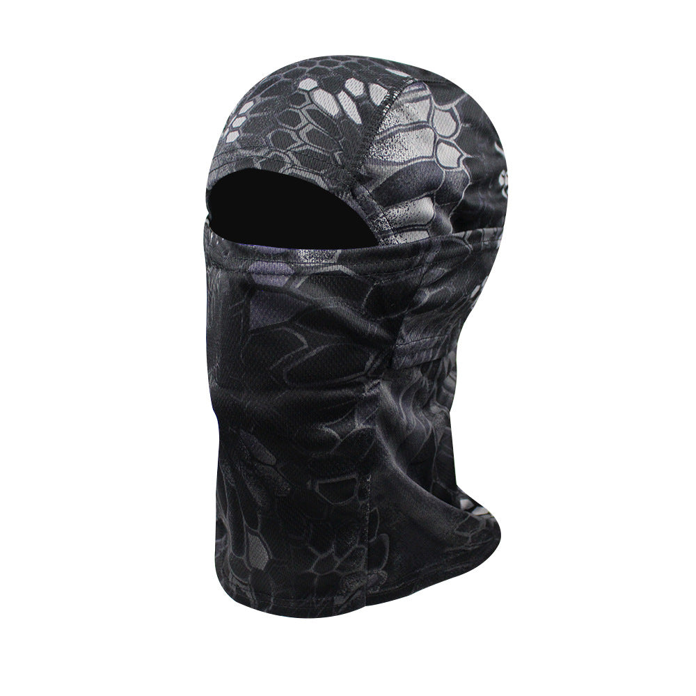 Camo Tactical Fisherman Hat  Mountaineering Training Sunshade Round Edge Hat Mask Two-piece Set