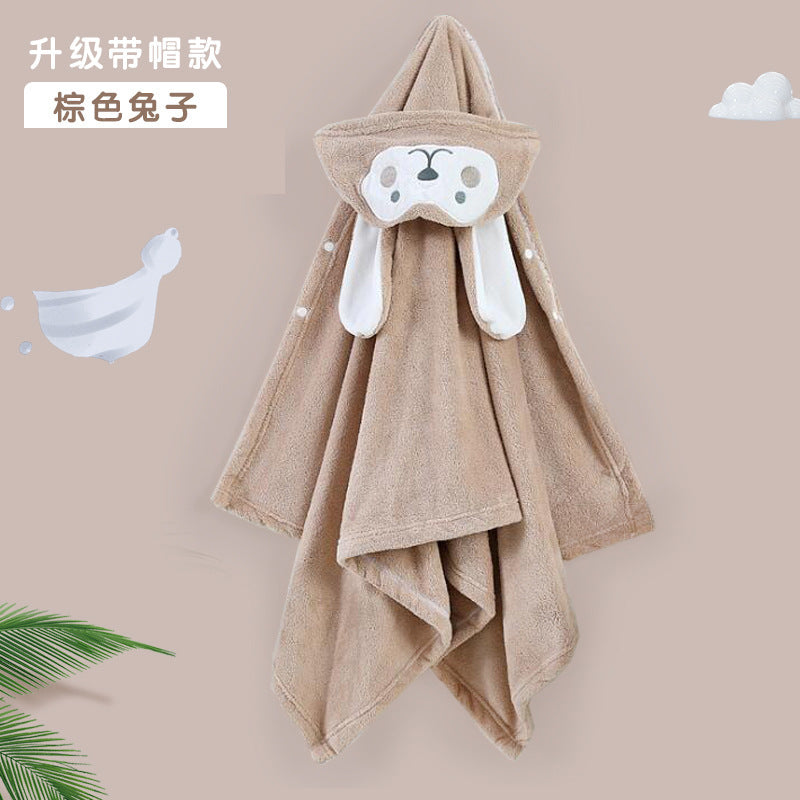 Baby Hooded Coral Fleece Bathrobe & Bath Cape