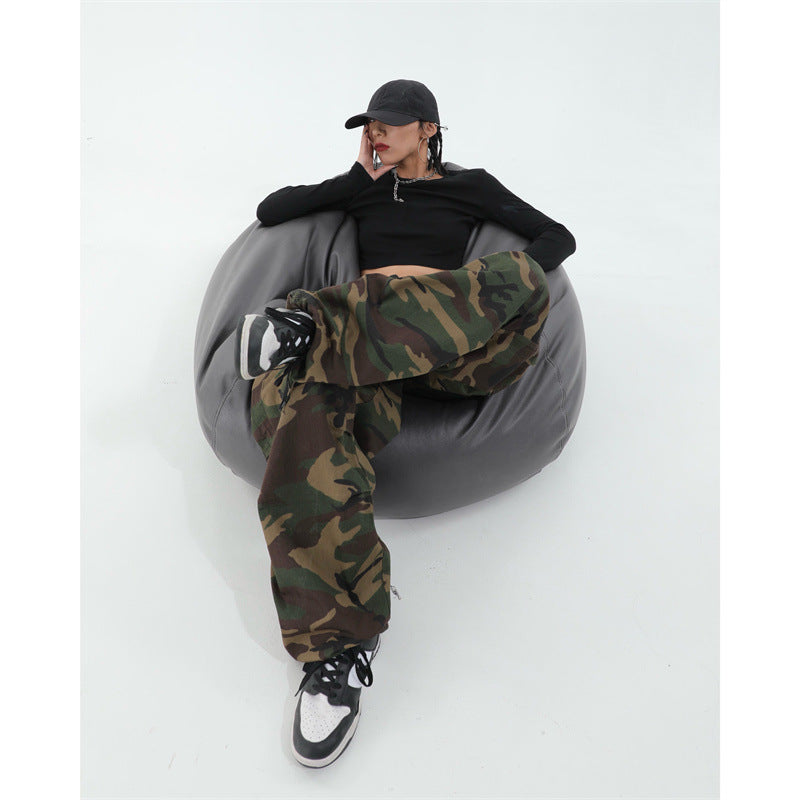 2026 American High Street Retro Hip-Hop Camouflage Cargo Pants Slimming Pants Women's Jogger Casual Pants Ins Trendy Brand