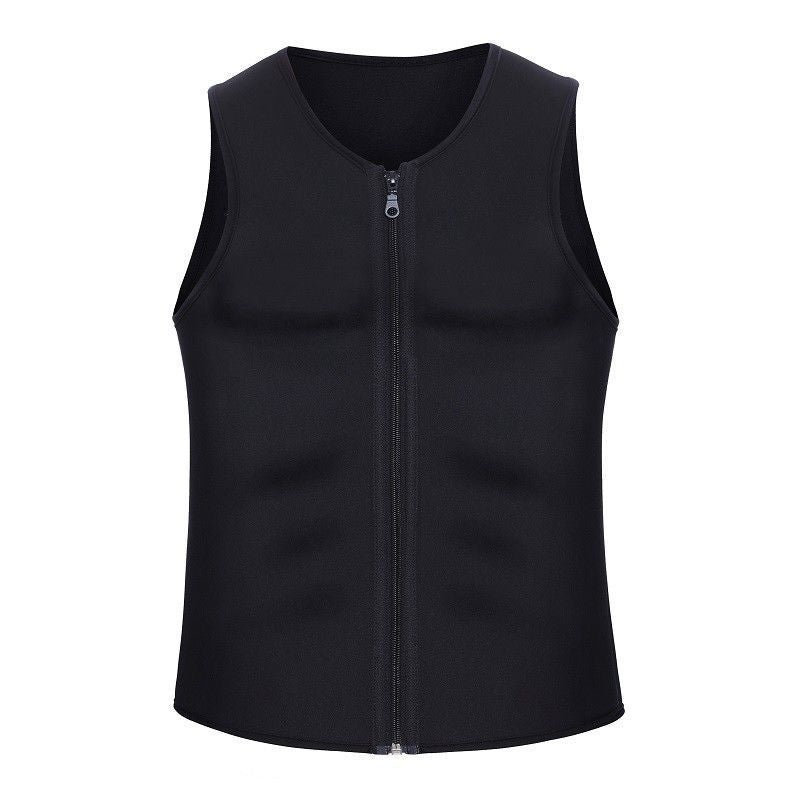 European and American Men's Fitness Bundle Neoprene Sports Sweat Abdominal Body Shaper Zipper Vest Fitness Wear