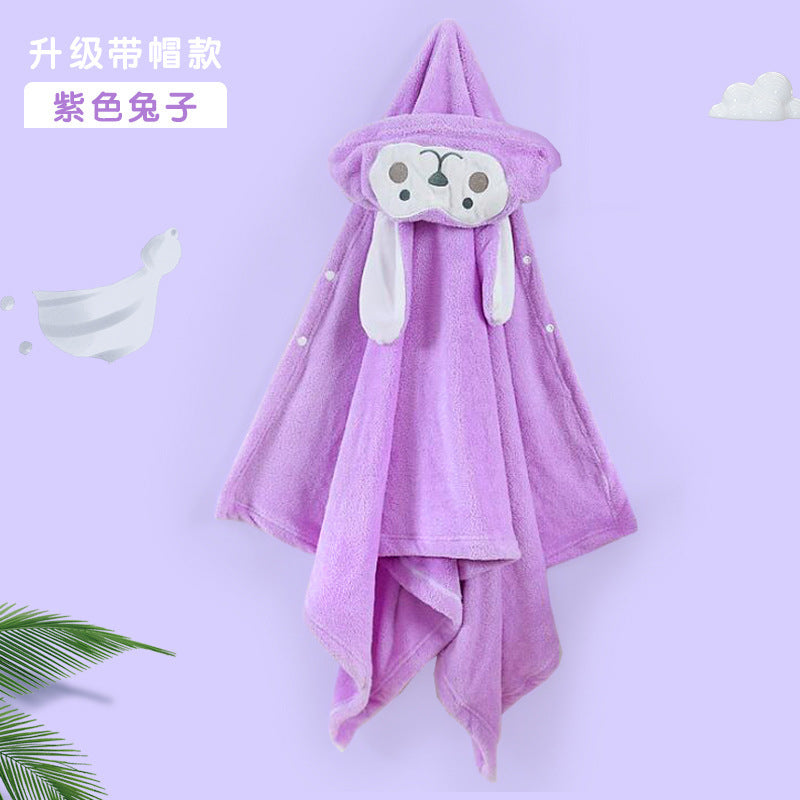 Baby Hooded Coral Fleece Bathrobe & Bath Cape