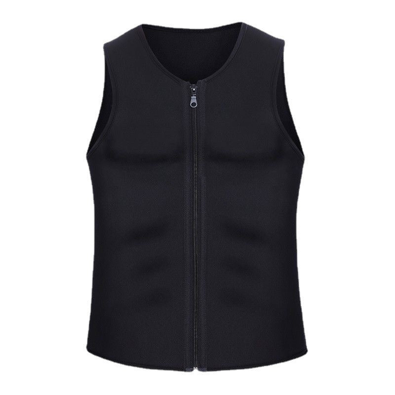 European and American Men's Fitness Bundle Neoprene Sports Sweat Abdominal Body Shaper Zipper Vest Fitness Wear