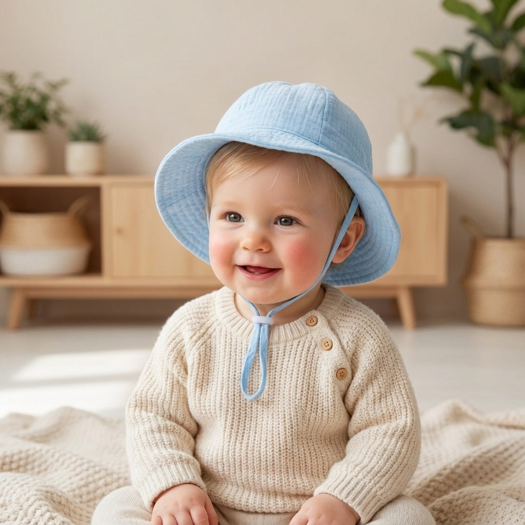 Baby Pure Cotton Basin Hat Anti-Sun Breathable Baby Fisherman Hat