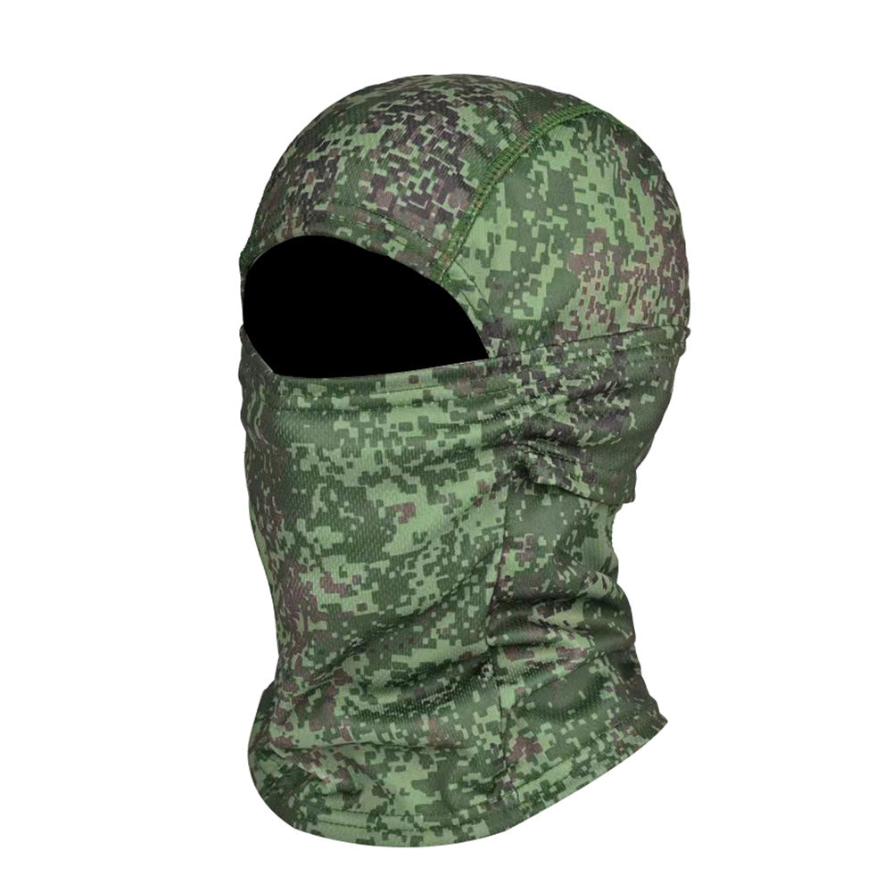 Camo Tactical Fisherman Hat  Mountaineering Training Sunshade Round Edge Hat Mask Two-piece Set