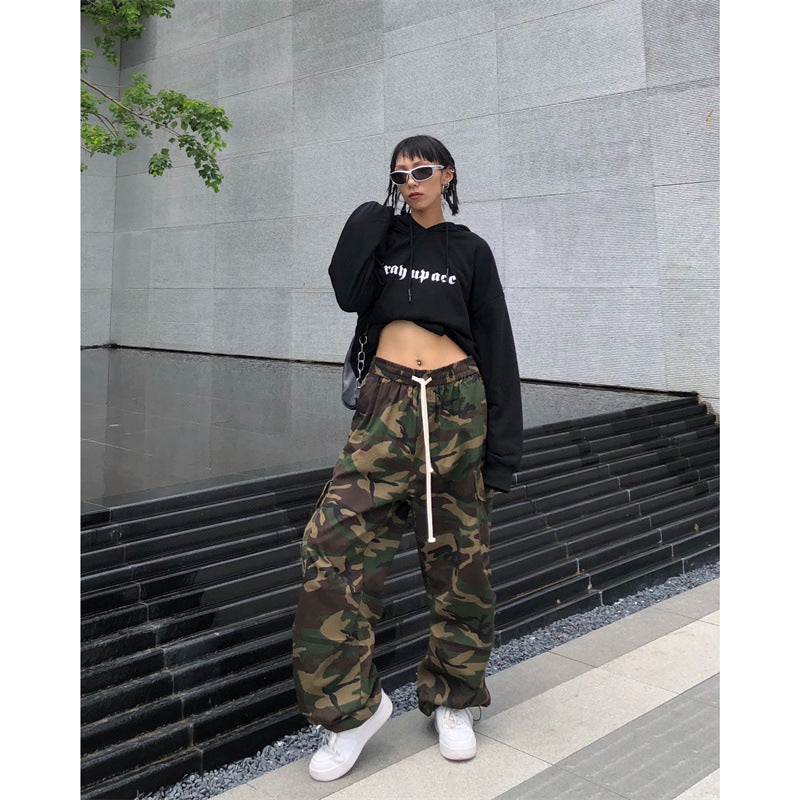 2026 American High Street Retro Hip-Hop Camouflage Cargo Pants Slimming Pants Women's Jogger Casual Pants Ins Trendy Brand