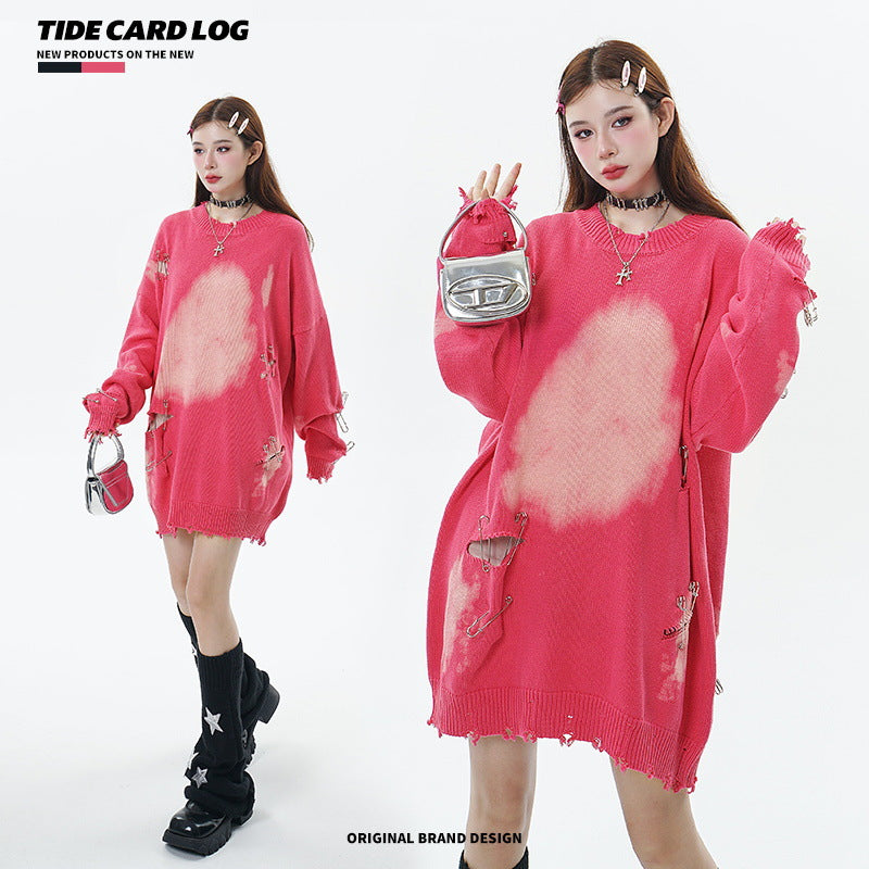 Faded Ripped Unisex Streetwear Sweater