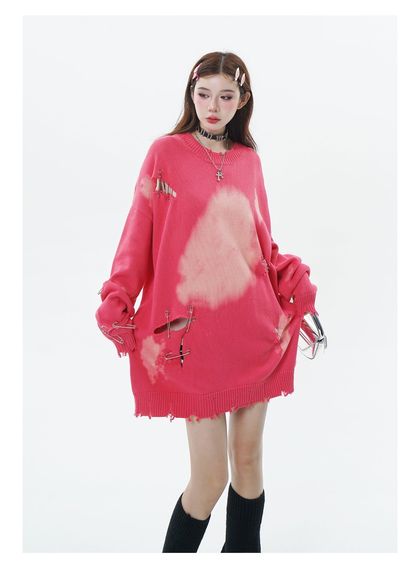 Faded Ripped Unisex Streetwear Sweater
